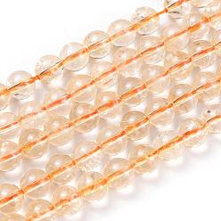 Citrine Natural Citrine Beads Strands, Round, 8x7.5mm, Hole: 1mm, about 46~49pcs/strand, 15.5 inch