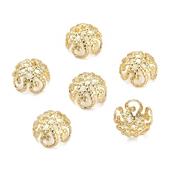 Золотой Шапочки и конусы для бусин, латунные, цветок, долговечный, стойки покрытие, без свинца и без кадмия, золотые, 7.5x8x4.5 мм, отверстие : 1 мм