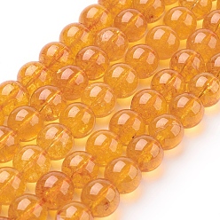 Золотистый Природных кристаллов кварца бисер нитей, круглые, окрашенная и подогревом, золотые, 10 мм, отверстие : 1 мм, около 19 шт / нитка, 8 дюйм