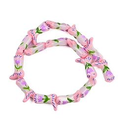 Цветок Бусины из стеклянной эмали, окрашенные в технике запекания, цветок, 23x16.5~17x7.5~8.5 мм, отверстие : 0.8~1.2 мм