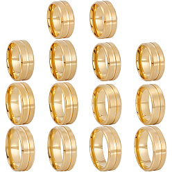 Золотой 14 ПК 7 стили настройки кольца из нержавеющей стали с рифлением, кольцевой сердечник, для изготовления инкрустации, золотые, 8 мм, внутренний диаметр: 16.5~21.5 мм, 2 шт / стиль