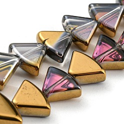 Золотистый Полупокрытые гальваническим способом прозрачные стеклянные бусины, вентилятор, золотые, 8x10.5x4 мм, отверстие : 1 мм, около 80 шт / нитка, 25.51 дюйм (64.8 см)