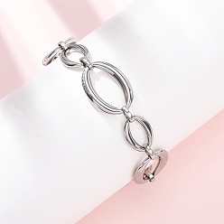 Нержавеющая Сталь Цвет 304 женские браслеты-цепочки со звеньями из нержавеющей стали, овальные, цвет нержавеющей стали, 7-1/4 дюйм (18.3 см)