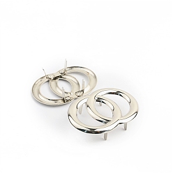 Platinum Ring Shape Alloy Decorative Buckles, Bag Decorations, Platinum, 3.6x5.2cm