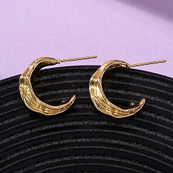 Настоящее золото 18K Латунные серьги-гвоздики в форме буквы С, без никеля , реальный 18 k позолоченный, 18.5x25x8 мм