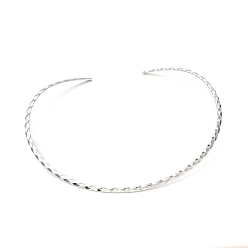 Нержавеющая Сталь Цвет Не тускнеет 304 изготовление ожерелий из нержавеющей стали с ромбовидной текстурой, жесткие ожерелья, минималистский колье, воротник-манжета, цвет нержавеющей стали, 0.14 дюйм (0.35 см), внутренний диаметр: 5-3/8 дюйм (13.7 см)