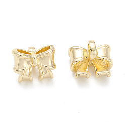 Echt 14 k vergoldet Rack Überzug Messing Charme, cadmiumfrei und bleifrei, langlebig überzogen, Bowknot-Charme, echt 14 k vergoldet, 8x10x7.5 mm, Bohrung: 3 mm