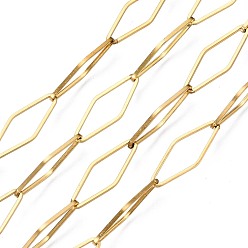 Золотой 304 цепи из нержавеющей стали ссылка, с катушкой, пайки, ромб, золотые, 19.5x7.5x1 мм, около 82 футов (25 м) / рулон