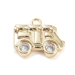Золотой Латунные микро проложить кубического циркония подвески, очарование автомобиля, золотые, 10x12x2.5 мм, отверстие : 1.4 мм