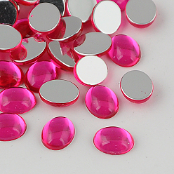 Темно-Розовый Записки украшения аксессуары для одежды тайвань акриловые горный хрусталь кабошоны, плоский зад, овальные, темно-розовыми, 18x13x5 мм