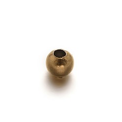 Golden Hollow Round 304 Stainless Steel Beads, Golden, 4mm, Hole: 1mm