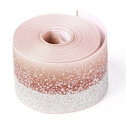 Sandy Brown Farbverlauf Polyesterband, einseitig bedrucktes Ripsband, mit Glitzerpulver, für handwerkliche Geschenkverpackung, Partydekoration, Sandy Brown, 1-1/2 Zoll (38 mm), etwa 5 Meter / Rolle (4.57 m / Rolle)
