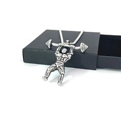 Нержавеющая Сталь Цвет Ожерелья из нержавеющей стали с подвеской для фитнес-мышц для мужчин, цвет нержавеющей стали