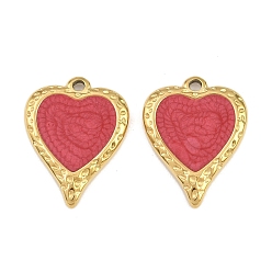 Красный 304 нержавеющая сталь с эмалевыми подвесками, сердце, ионное покрытие (ip), золотые, красные, 17.5x13.5x2.5 мм, отверстие : 1.5 мм