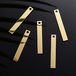 Золотой 304 подвески из нержавеющей стали с четырехсторонней гравировкой, зеркальная полировка, подвески для литературного искусства, зеркальная полировка, пустые теги тиснения, бар, золотые, 35x5x1.8 мм