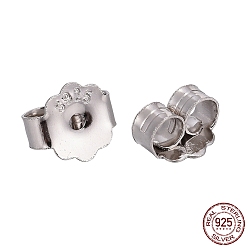 Platino Real Plateado Tuercas de fricción de plata esterlina chapadas en rodio, con 925 sello, Platino verdadero plateado, 925 mm, agujero: 5x6x3 mm, Sobre 0.8 unidades / 110 g