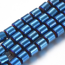 со Синим Покрытием Магнитные гематит синтетические нити бисер, вакуумное покрытие pvd, долговечный, колонка, с покрытием синим, 4x5 мм, отверстие : 1 мм, около 85 шт / нитка, 15.94 дюйм (40.5 см)
