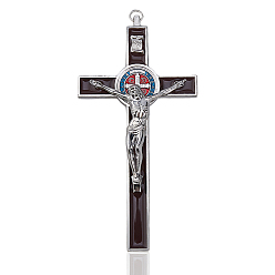 Кокосово-Коричневый Большие подвески с эмалью из цинкового сплава, крест, с целью перехода в кольце, спекающийся лак, платина, кокосового коричневый, 192x98x22 мм, отверстие : 9 мм