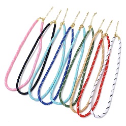 Mixed Color Ployester Core-Wrapped Round Cord Necklace Making, with Brass Finding, Golden, Mixed Color, 17.72x0.18 inch(45x0.45cm)