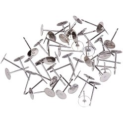 Stainless Steel Color 304 Stainless Steel Stud Earring Findings, Stainless Steel Color, 12x6mm, Pin: 0.7mm