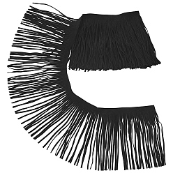 Черный 1лента из замшевой ткани с кисточками, для аксессуаров для одежды, украшение подарка, чёрные, 5-7/8 дюйм (150 мм), около 2.19 ярдов (2 м) / шт