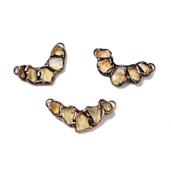 Цитрин Натуральные цитриновые самородки большие подвески, Подвески с большими отверстиями, С латунными красными медными тонами, без кадмия и без свинца, бумеранг, 33~35x49.5~58x7~13 мм, отверстие : 5.5x3 мм