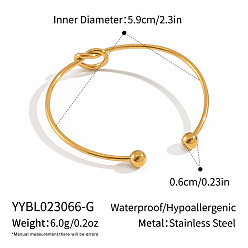 Настоящее золото 18K 304 из нержавеющей стали манжеты браслеты, браслеты с крутящим моментом для женщин, узел, реальный 18 k позолоченный, внутренний диаметр: 2-3/8 дюйм (5.9 см)