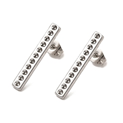 Stainless Steel Color Non-Tarnish 304 Stainless Steel Stud Earring Findings, Rhinestone Settings, Rectangle, Stainless Steel Color, Fit for 1mm rhinestone, 22x3.5mm, Pin: 0.8mm
