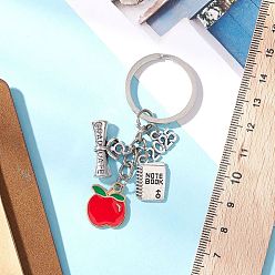 Яблоко Брелки из сплава в тибетском стиле, античное серебро, яблоко, 74 мм, подвески: 9~41x11~22x2~6 мм