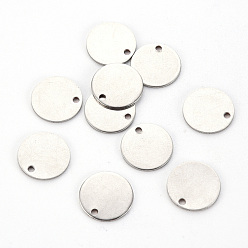 Stainless Steel Color 201 Stainless Steel Stamping Blank Tag Pendants, Flat Round, Stainless Steel Color, 12x1mm, Hole: 1.4mm