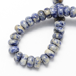 Royal Blue Natural Blue Spot Jasper Rondelle Beads Strands, Royal Blue, 6x4mm, Hole: 1mm, about 99pcs/strand, 15.7 inch
