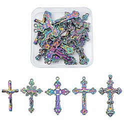 Rainbow Color 10 шт 5 стильные подвески из сплава, Крест и Иисус, без кадмия и без свинца, для религии, Радуга цветов, 44~58.5x23~36x1.5~6 мм, отверстие : 2~5 мм, 2 шт / стиль
