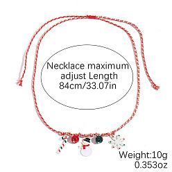 Снеговик Рождественские ожерелья из сплава и акрила с подвесками из плетеного полиэстерового шнура, золотые, красные, снеговик, 33.07 дюйм (84 см), Кулон : длиной 30 мм 