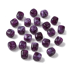Фиолетовый Непрозрачные акриловые бусины, имитация драгоценных камней, кубические, два тона, фиолетовые, 17x15.5x15.5 мм, отверстие : 3 мм, 143 шт / 500 г