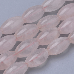 Rose Quartz Natural Rose Quartz Beads Strands, Oval, 16~18x8~9mm, Hole: 1.5mm, about 25pcs/strand, 15.7 inch