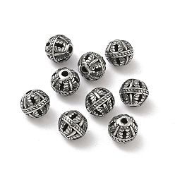 Античное Серебро Ретро 316 хирургические бусины из нержавеющей стали, круглые с бабочкой, ручная полировка, античное серебро, 8 мм, отверстие : 1.5~1.8 мм