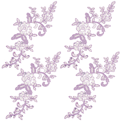 Violeta 4 Combina poliéster con apliques de encaje bordados con lentejuelas., accesorios de adorno para cheongsam, vestido, flor, violeta, 240x100x1 mm