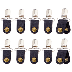 Черный 10шт. ремни для кабеля из коровьей кожи, обертка для управления шнуром, органайзер для кабеля наушников, с зажимами для пустышки из сплава, чёрные, 70 мм