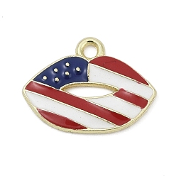 Lip Эмалевые подвески из сплава в честь Дня независимости, золотые, губа, 14x18.5x1.5 мм, отверстие : 1.8 мм