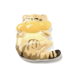 Светло-хаки Непрозрачные кабошоны из смолы, кошка, светлый хаки, 32x29.5x5.5 мм