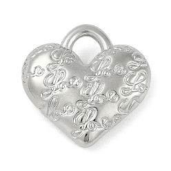 Платина Пластмассовые подвески ccb, сердце со словом, платина, 16x16x5 мм, отверстие : 4 мм