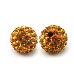 Топаз Бусины со стразами, полимерная глина , класс А, круглые, п.п. 15, топаз, 14 мм, отверстие : 1.5 мм, С. 15 (2.1~2.2 мм)