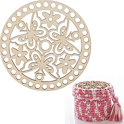 Бабочка Дно деревянной сумки, деревянная плетеная основа, круглые, бабочка, 140x4 мм