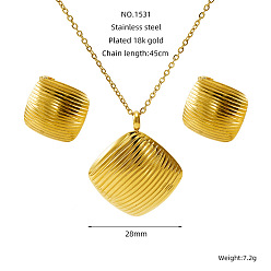 Rhombus 304 подвески и серьги-гвоздики из нержавеющей стали, золотые, ромб, 23 мм и 450 мм