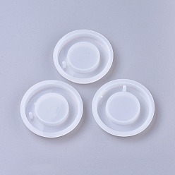 White DIY Silicone Molds, Resin Casting Molds, For UV Resin, Epoxy Resin Jewelry Pendants Making, Flat Round, White, 70x10mm, Hole: 2.8mm, Inner Size: 60x8mm