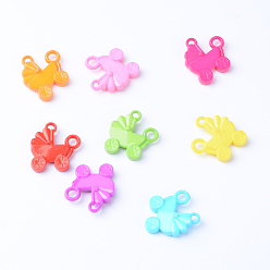 Mixed Color Opaque Acrylic Pendants, Pram, Mixed Color, 29x28x7.5mm, Hole: 3~4.5mm, about 220pcs/500g