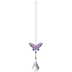 Бабочка Металлические подвесные украшения в виде животных, Каплевидные и радужные стеклянные ловцы солнца для домашнего украшения на открытом воздухе, бабочка, 365x65 мм