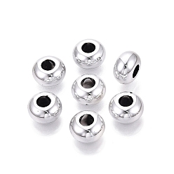 Серебро УФ-покрытие непрозрачные акриловые европейские бусины, рондель, большое отверстие шарик, серебряные, 13.5~14x8~8.5 мм, отверстие : 5.5 мм
