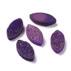 Purple Natural Druzy Agate Cabochons, Dyed, Horse Eye, Purple, 16x8x3~4mm