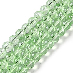 Зеленый лайм Drawbench прозрачные стеклянные бусы нити, окрашеные, круглые, зеленый лайм, 8 мм, отверстие : 1.3~1.6 мм, 31.4 дюйм